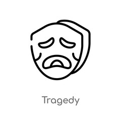 outline tragedy vector icon. isolated black simple line element illustration from cinema concept. editable vector stroke tragedy icon on white background