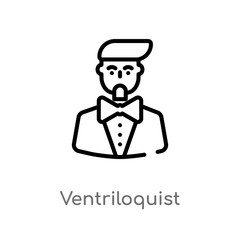 outline ventriloquist vector icon. isolated black simple line element illustration from cinema concept. editable vector stroke ventriloquist icon on white background