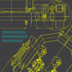 Blueprint, scheme, plan, sketch. Technical illustrations, background. Corporate Identity. Gray