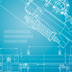 Blueprint, scheme, plan, Blue and white sketch. Technical illustrations, background. Corporate Identity
