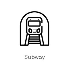 outline subway vector icon. isolated black simple line element illustration from city elements concept. editable vector stroke subway icon on white background