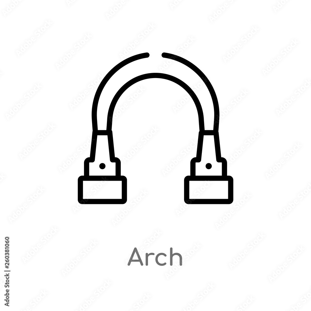 Poster outline arch vector icon. isolated black simple line element illustration from city elements concept