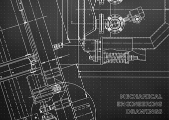 Blueprint. Vector engineering drawings. Mechanical instrument making. Technical Black background. Points