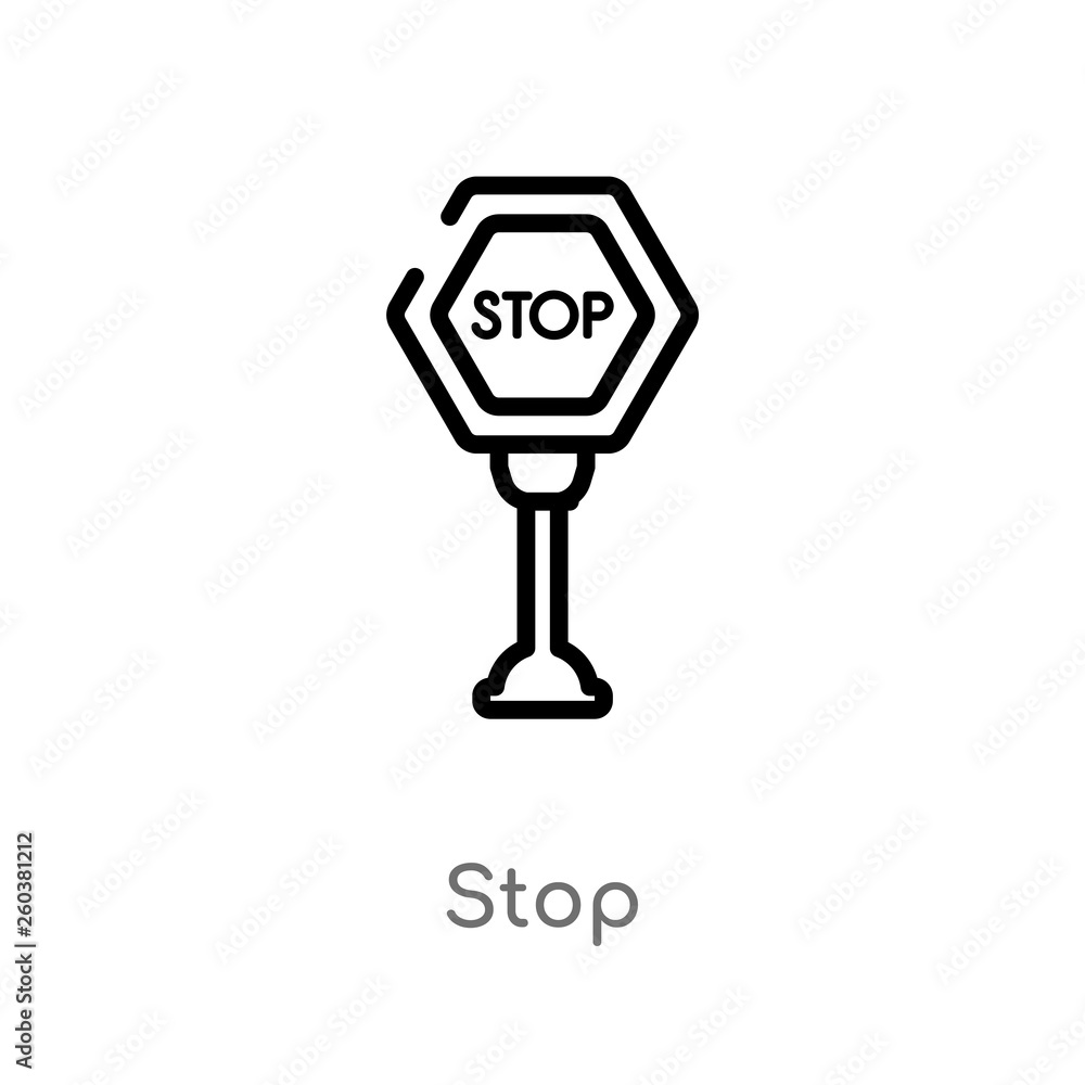 Poster outline stop vector icon. isolated black simple line element illustration from city elements concept