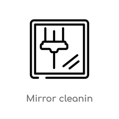 outline mirror cleanin vector icon. isolated black simple line element illustration from cleaning concept. editable vector stroke mirror cleanin icon on white background