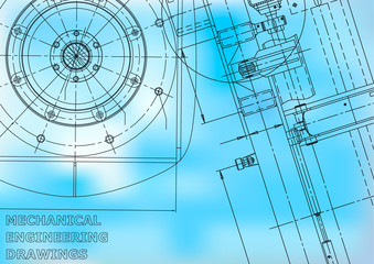 Obraz premium Blueprint. Vector engineering illustration. Cover, flyer. Blue