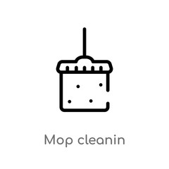 outline mop cleanin vector icon. isolated black simple line element illustration from cleaning concept. editable vector stroke mop cleanin icon on white background