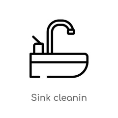 outline sink cleanin vector icon. isolated black simple line element illustration from cleaning concept. editable vector stroke sink cleanin icon on white background