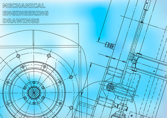 Blueprint. Vector engineering illustration. Cover, flyer, banner, background. Blue