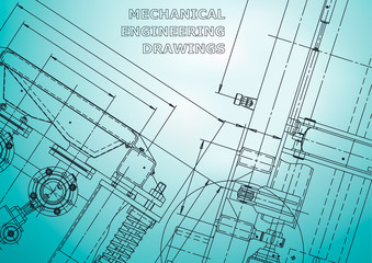 Blueprint. Vector engineering illustration. Computer aided design systems. Instrument-making drawings. Mechanical. Light blue