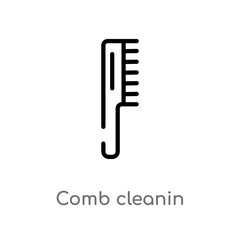 outline comb cleanin vector icon. isolated black simple line element illustration from cleaning concept. editable vector stroke comb cleanin icon on white background