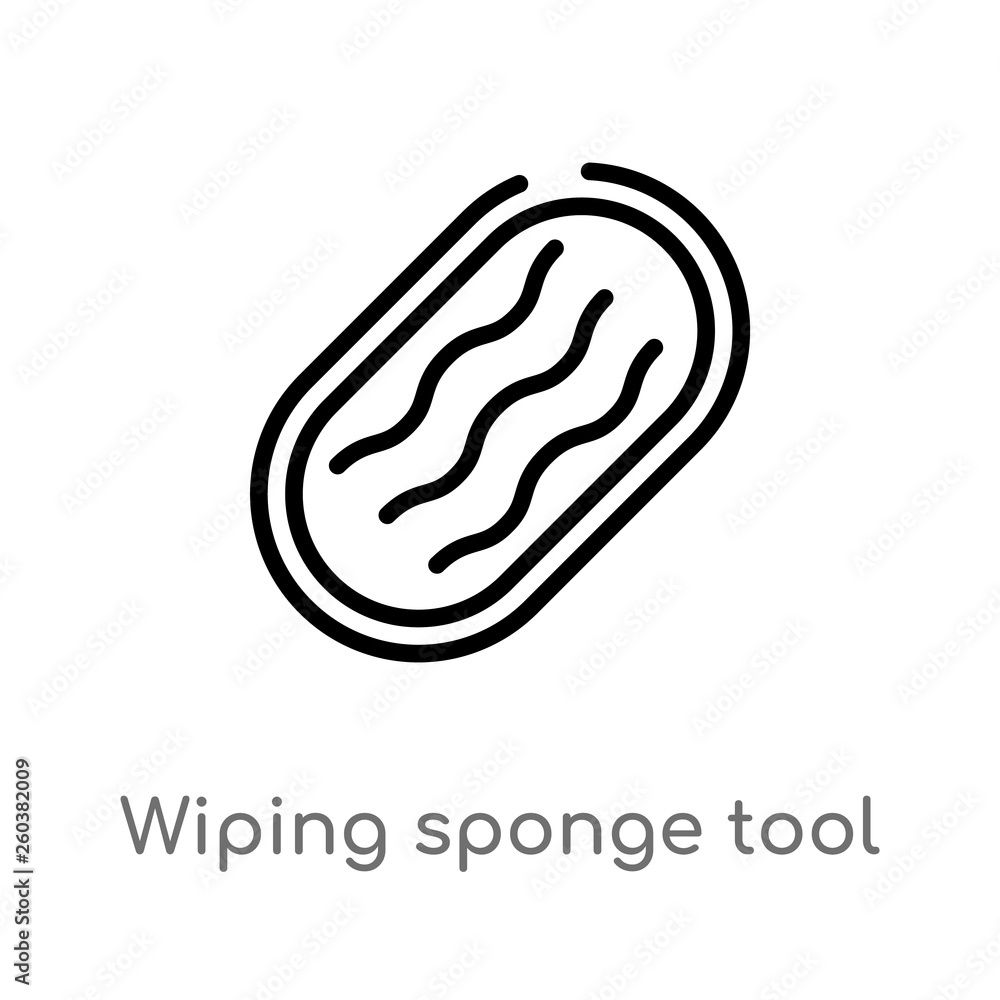 Poster outline wiping sponge tool vector icon. isolated black simple line element illustration from cleanin