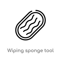 outline wiping sponge tool vector icon. isolated black simple line element illustration from cleaning concept. editable vector stroke wiping sponge tool icon on white background