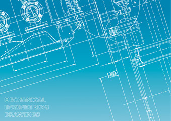 Blueprint. Vector engineering illustration. Computer aided design system. Blue and white