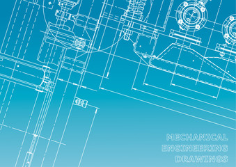 Blueprint. Vector engineering illustration. Computer aided design systems. Blue and white