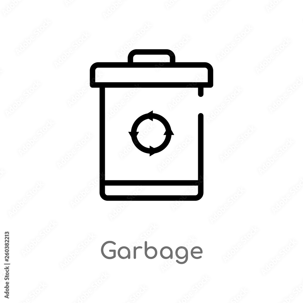 Poster outline garbage vector icon. isolated black simple line element illustration from cleaning concept. 