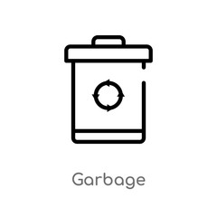 outline garbage vector icon. isolated black simple line element illustration from cleaning concept. editable vector stroke garbage icon on white background