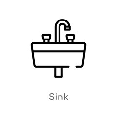 outline sink vector icon. isolated black simple line element illustration from cleaning concept. editable vector stroke sink icon on white background