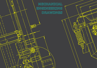 Blueprint. Vector engineering drawing. Mechanical instrument making. Gray