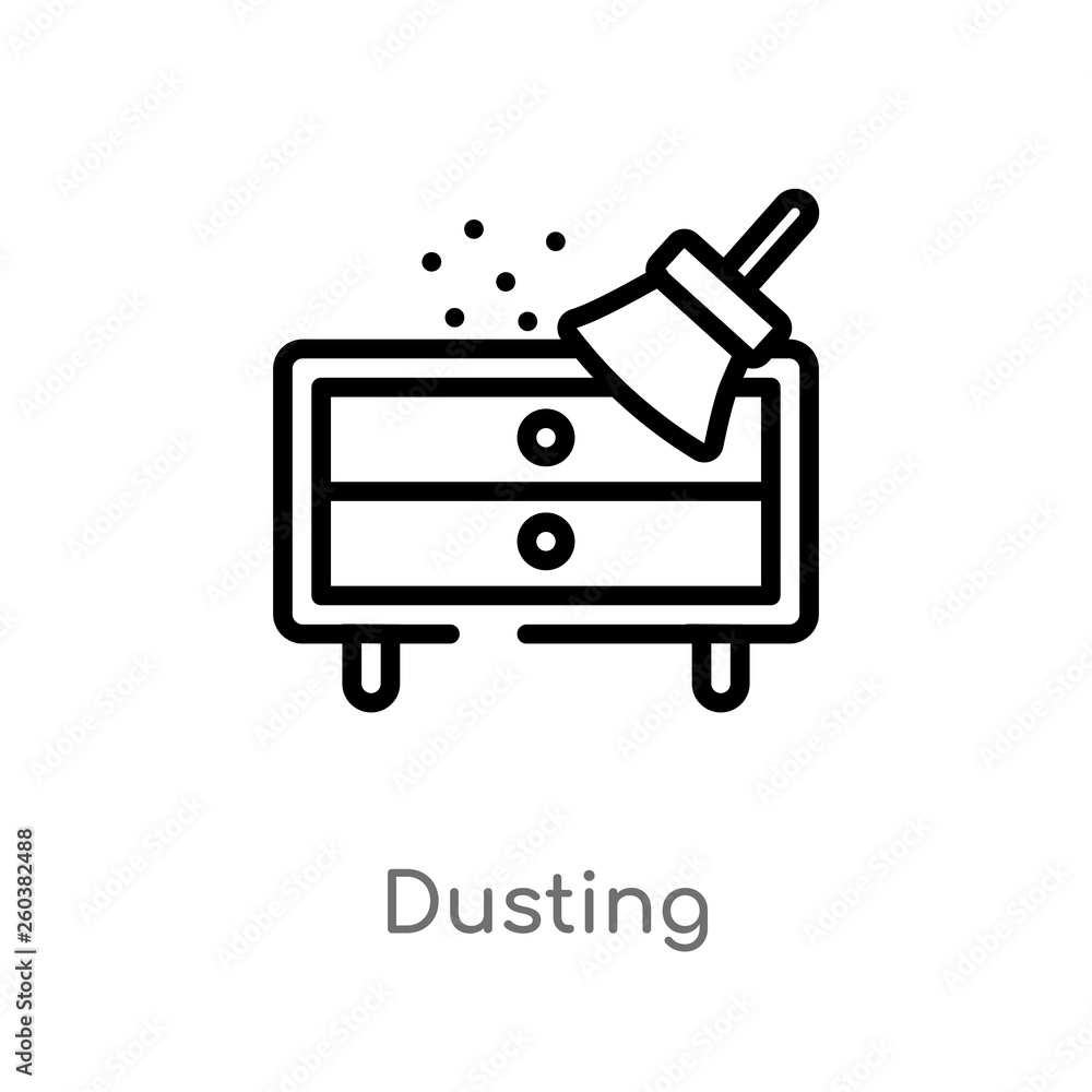Aufkleber outline dusting vector icon. isolated black simple line element illustration from cleaning concept. 