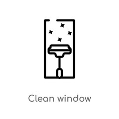 outline clean window vector icon. isolated black simple line element illustration from cleaning concept. editable vector stroke clean window icon on white background