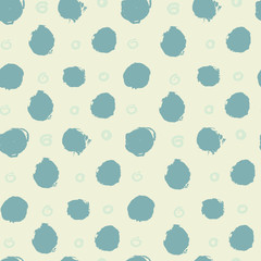 Seamless pattern. Hand drawing. Acrylic paints, brushes. Background for your creativity. Modern background. Circles, spots, points. Pastel Blue