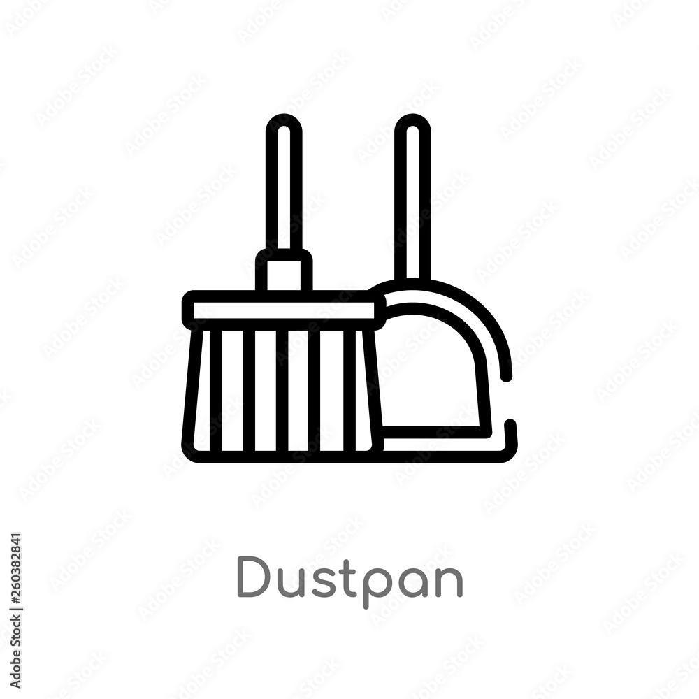Poster outline dustpan vector icon. isolated black simple line element illustration from cleaning concept. 
