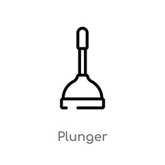 outline plunger vector icon. isolated black simple line element illustration from cleaning concept. editable vector stroke plunger icon on white background