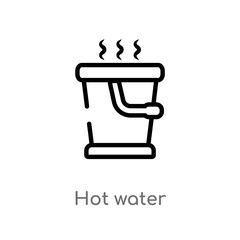 outline hot water vector icon. isolated black simple line element illustration from cleaning concept. editable vector stroke hot water icon on white background