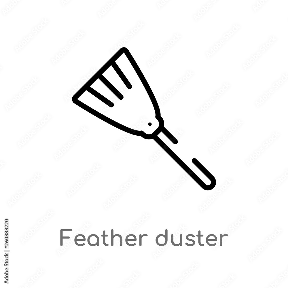 Poster outline feather duster vector icon. isolated black simple line element illustration from cleaning co