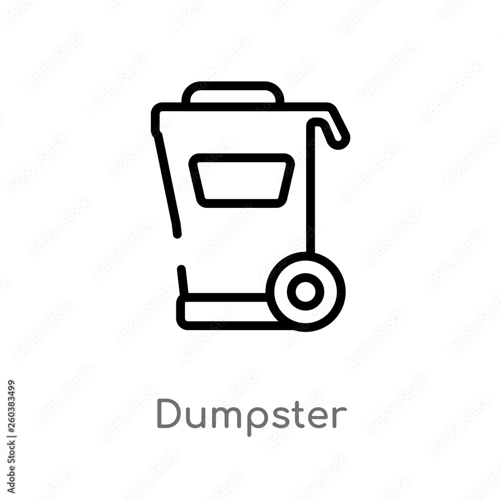 Poster outline dumpster vector icon. isolated black simple line element illustration from cleaning concept.