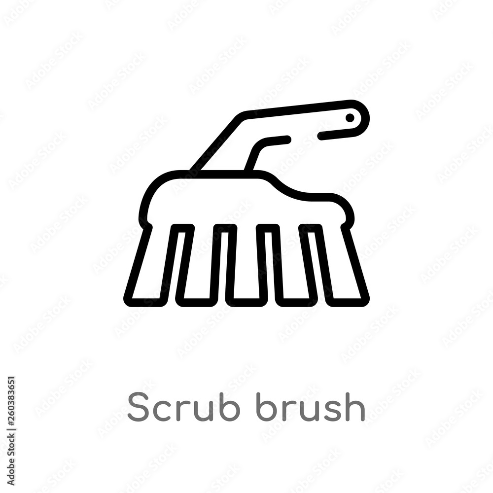 Poster outline scrub brush vector icon. isolated black simple line element illustration from cleaning conce