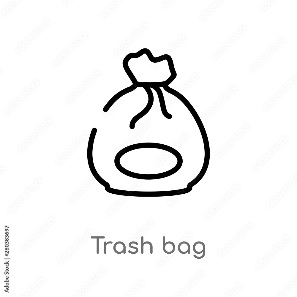 Poster outline trash bag vector icon. isolated black simple line element illustration from cleaning concept