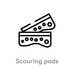 outline scouring pads vector icon. isolated black simple line element illustration from cleaning concept. editable vector stroke scouring pads icon on white background