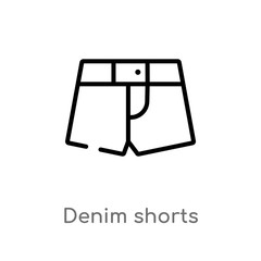 outline denim shorts vector icon. isolated black simple line element illustration from clothes concept. editable vector stroke denim shorts icon on white background