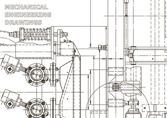Vector engineering illustration. Mechanical engineering drawing. Instrument-making drawing. Computer aided design system
