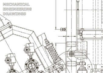 Vector engineering illustration. Mechanical engineering drawing. Instrument-making drawings. Computer aided design systems. Technical illustrations, background