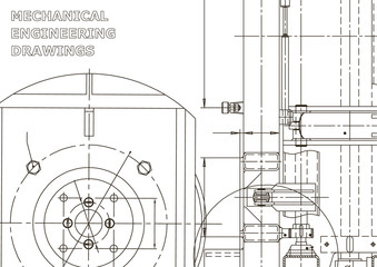 Vector engineering illustration. Instrument-making drawings. Mechanical engineering drawing. Computer aided design systems