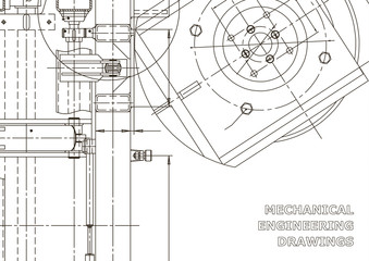 Vector engineering illustration. Instrument-making drawings. Mechanical engineering drawing. Computer aided design systems. Technical illustrations, backgrounds