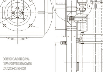 Vector engineering illustration. Instrument-making drawings. Mechanical engineering drawing. Computer aided design systems. Technical illustrations, backgrounds. Blueprint, diagram