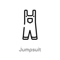 outline jumpsuit vector icon. isolated black simple line element illustration from clothes concept. editable vector stroke jumpsuit icon on white background