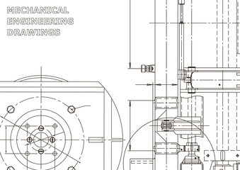 Vector engineering illustration. Instrument-making drawings. Mechanical engineering drawing. Computer aided design systems. Technical illustrations, backgrounds. Blueprint, diagram, plan, sketch