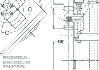 Vector engineering illustration. Instrument-making drawing. Computer aided design system