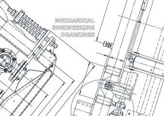 Vector engineering illustration. Computer aided design system. Instrument-making