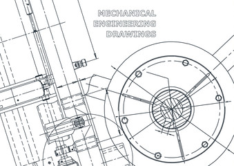 Technical abstract backgrounds. Vector engineering drawings. Mechanical instrument making. Technical illustration. Blueprint, cover