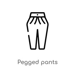 outline pegged pants vector icon. isolated black simple line element illustration from clothes concept. editable vector stroke pegged pants icon on white background