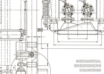 Technical abstract backgrounds. Mechanical instrument making. Technical illustration. Blueprint, cover, banner. Vector engineering drawings