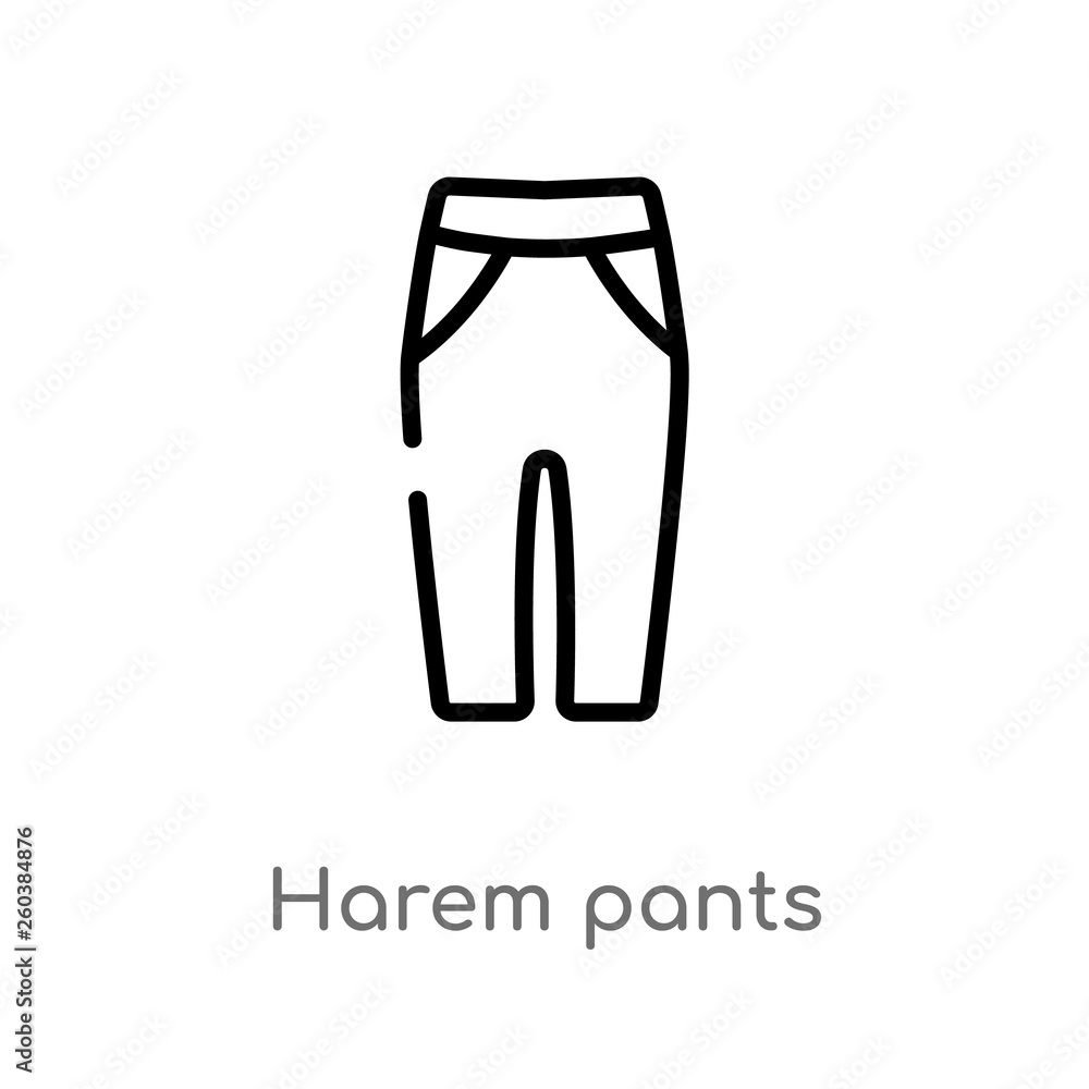Poster outline harem pants vector icon. isolated black simple line element illustration from clothes concep
