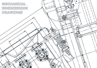 Sketch. Vector engineering illustration. Computer aided design systems. Instrument-making