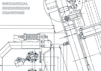 Sketch. Vector engineering illustration. Cover, flyer, banner, background. Instrument-making drawing